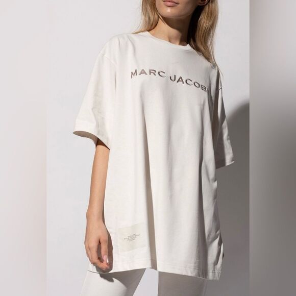 MARC JACOBS OVERSIZE T-SHIRT WITH LOGO, CHALK, 1 SIZE - Picture 1 of 4